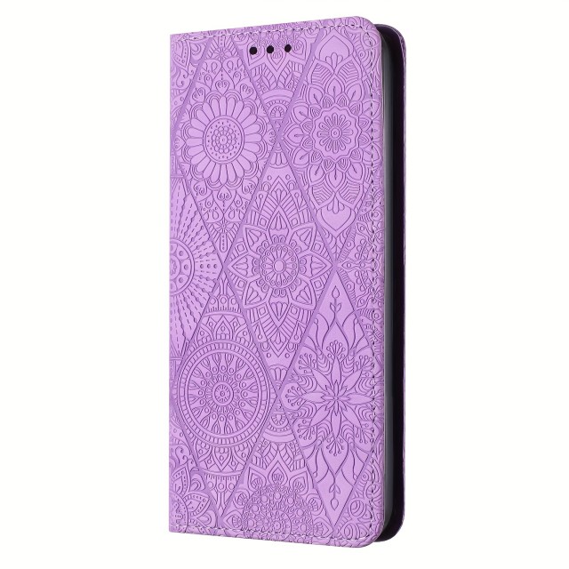 Reliefni usnjen ovitek za telefon z mandala vzorcem (Samsung Galaxy A55)