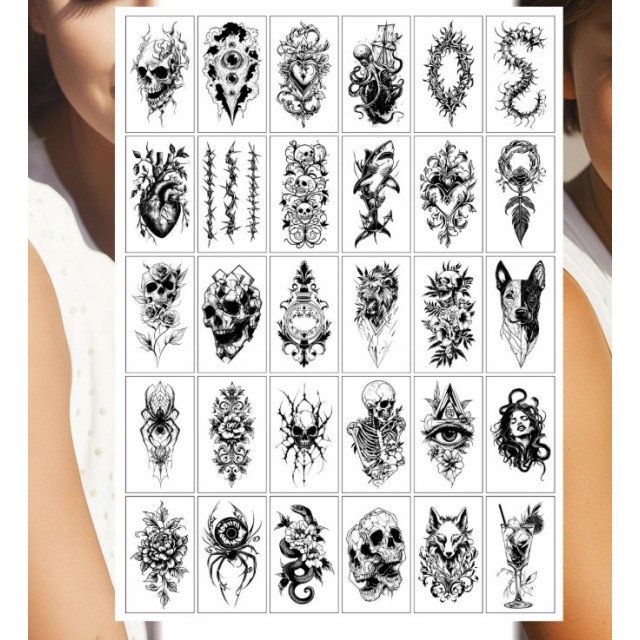 Set manjših tatujev v črni barvi za moške - komplet 30 TC-i01 