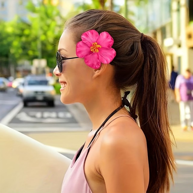  Poletna okrasna sponka za lase – Hibiskusov cvet 5 barv 