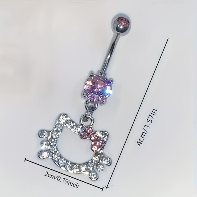 Prisrčen piercing za popek Hello Kitty 