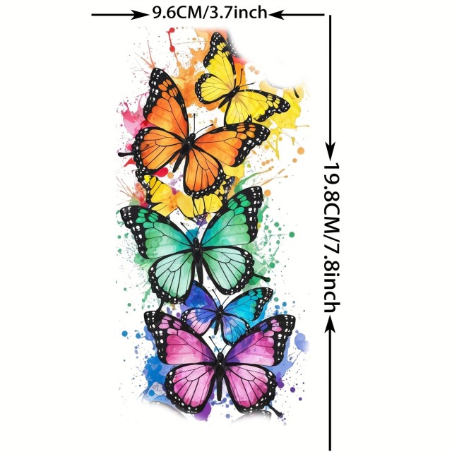 Vodoodporni začasni tatoo s pisanimi metulji