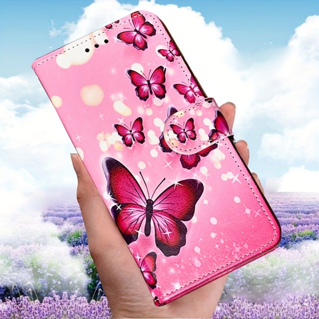 Ženski ovitek za telefon s potiskom metulja umetno usnje (Samsung Galaxy A26) 