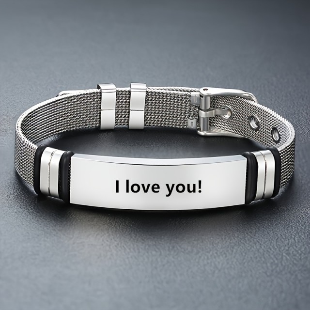 Personalizirana moška zapestnica v srebrni ali črni barvi
