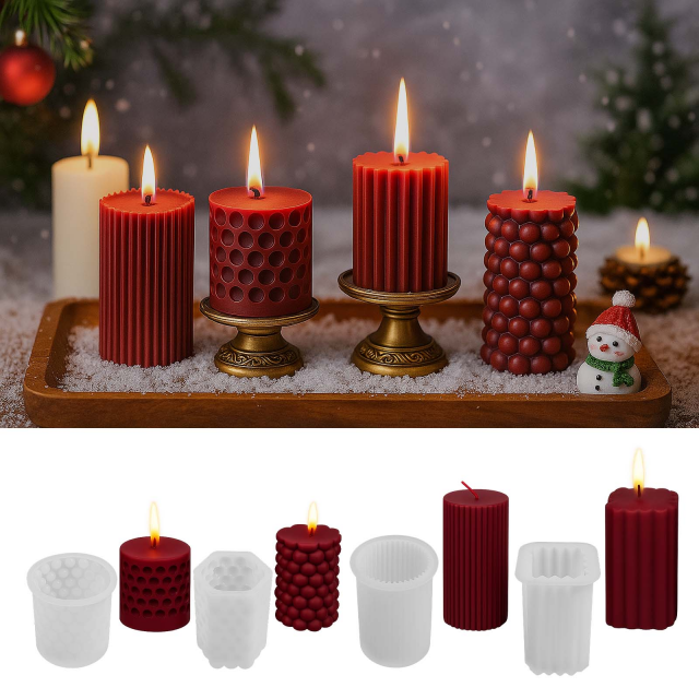 4 delni set silikonskih modelčkov za sveče - DIY izdelava sveč