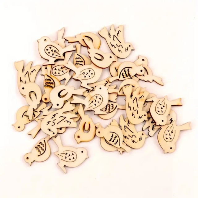 Komplet 50 lesenih ptičkov 4cm
