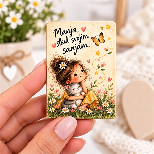 Personaliziran keramični magnet za prijateljico - z besedilom in grafiko po želji