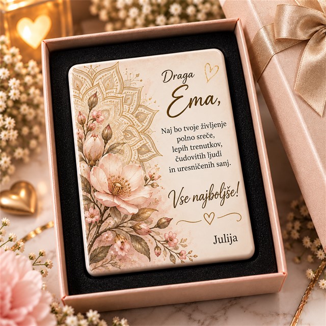 Personaliziran keramični magnet za prijateljico - z besedilom in grafiko po želji