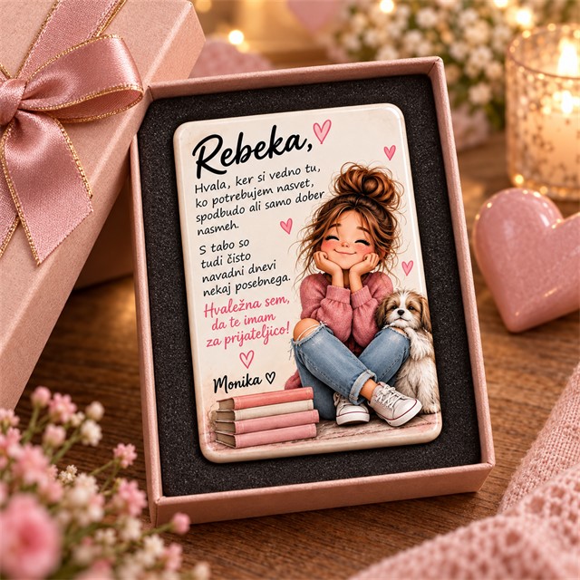 Personaliziran keramični magnet za prijateljico - z besedilom in grafiko po želji